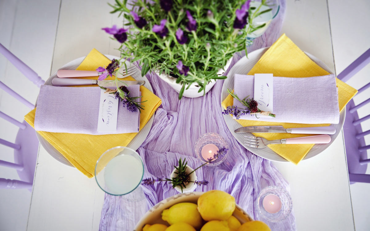 Lavender and Lemon Wedding Colours
