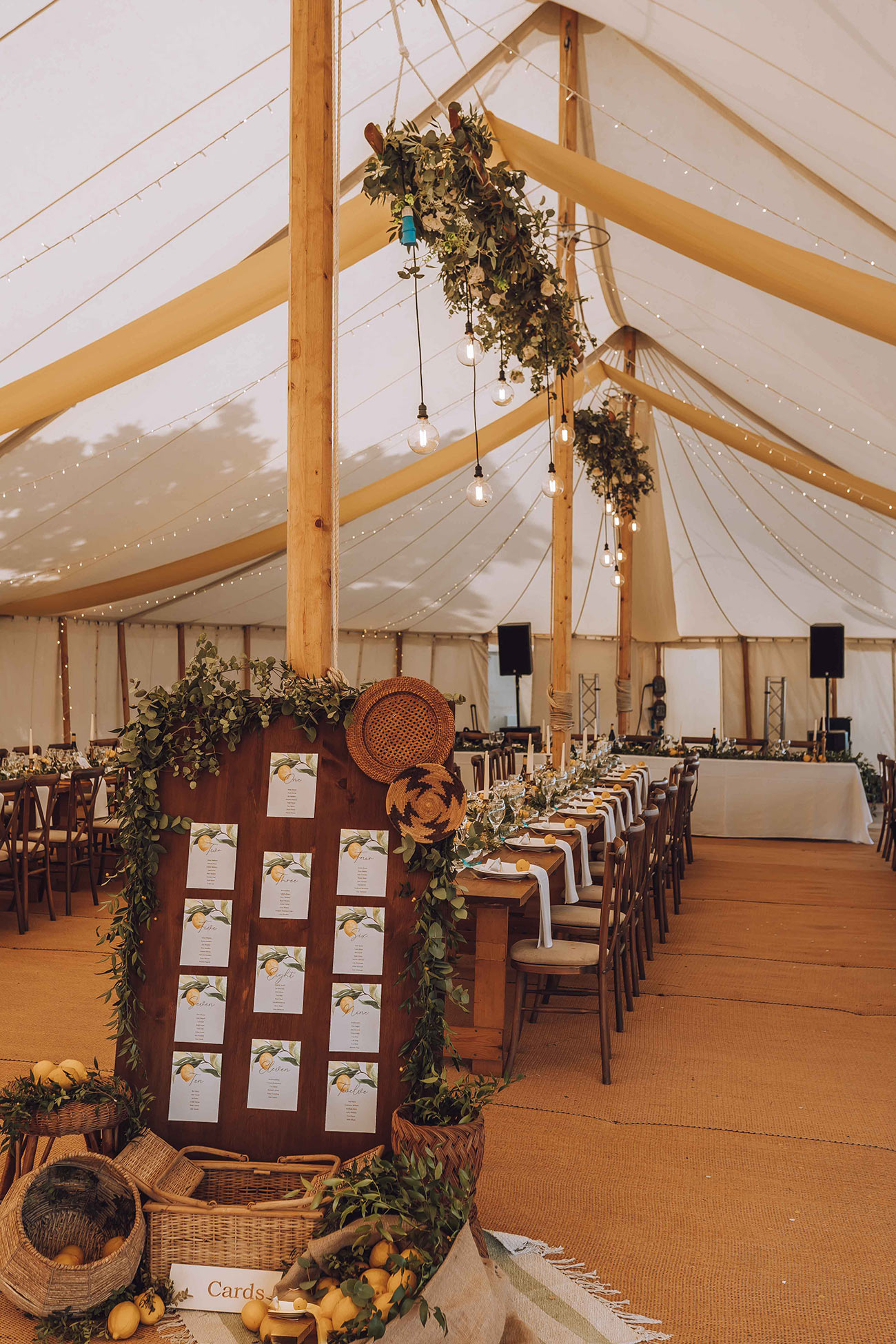 The wedding marquee all ready for the wedding reception