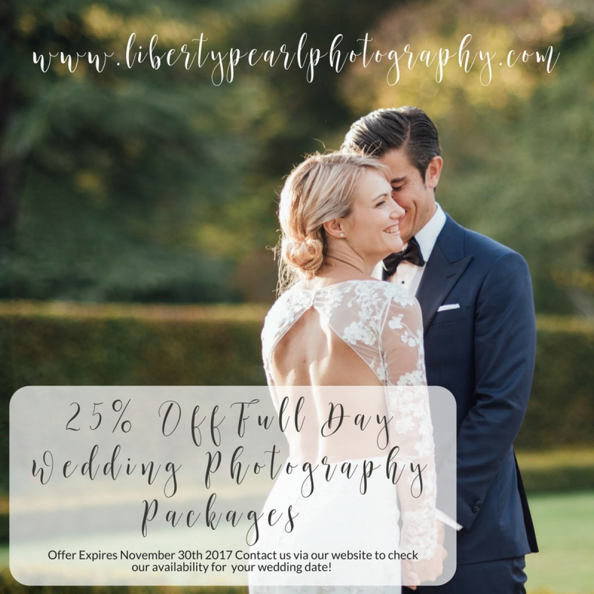 25% off promotion from Liberty Pearl Photography