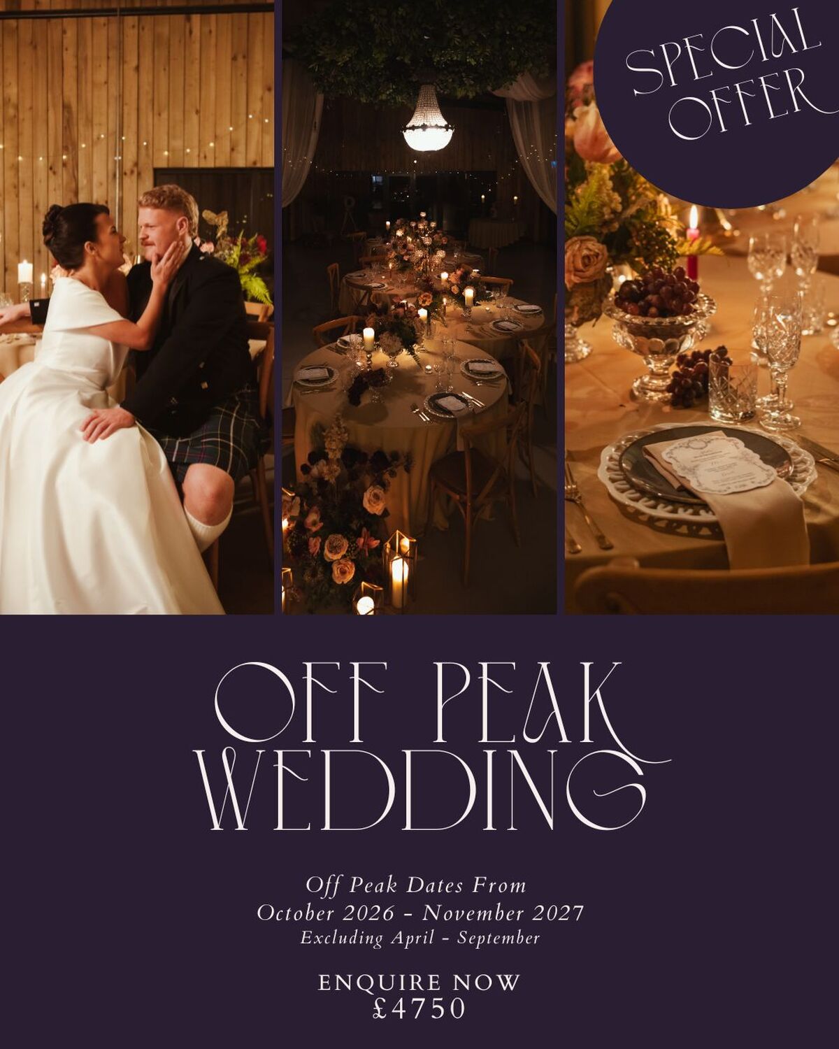 Off-peak wedding offer at Stennack Farm