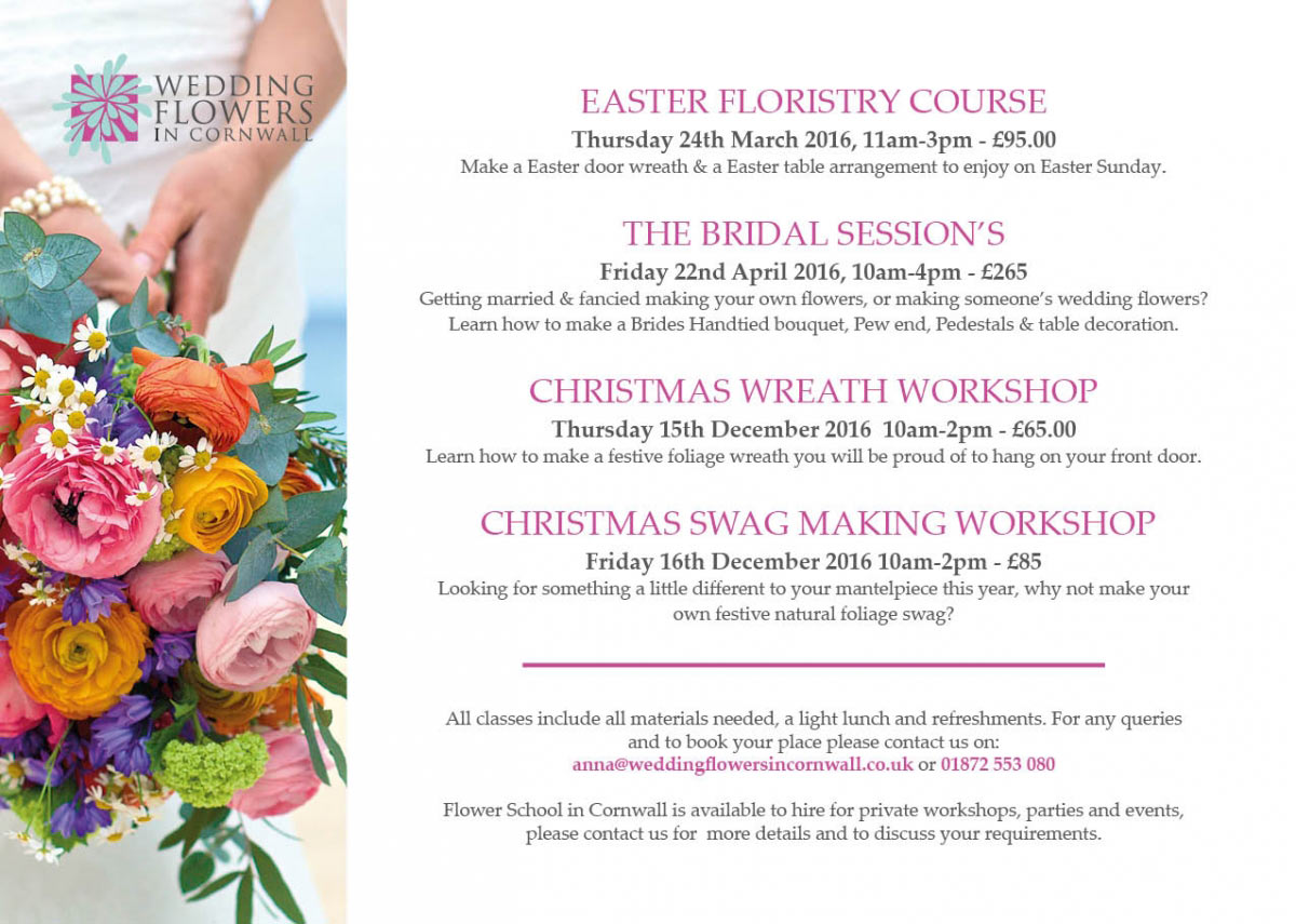 Flower workshops with Wedding Flowers in Cornwall 