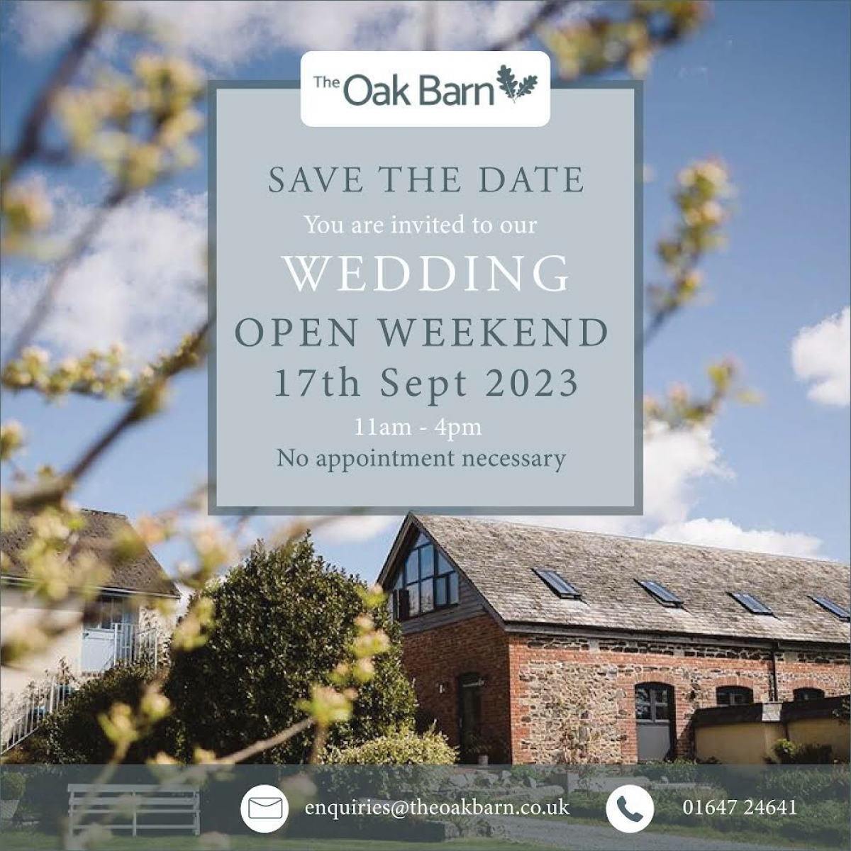 Wedding open weekend at the Oak Barn