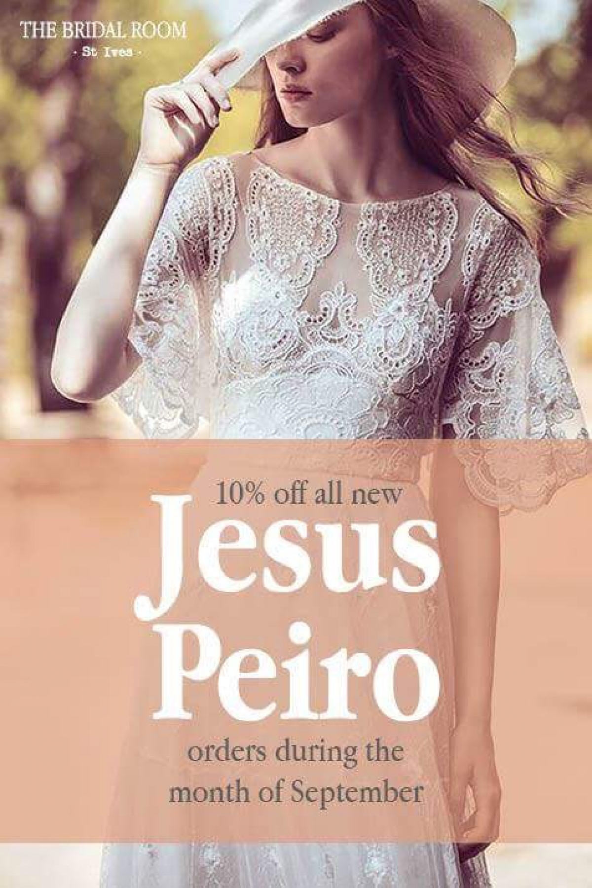 Get 10% off Jesus Peiro gowns at The Bridal Room St Ives