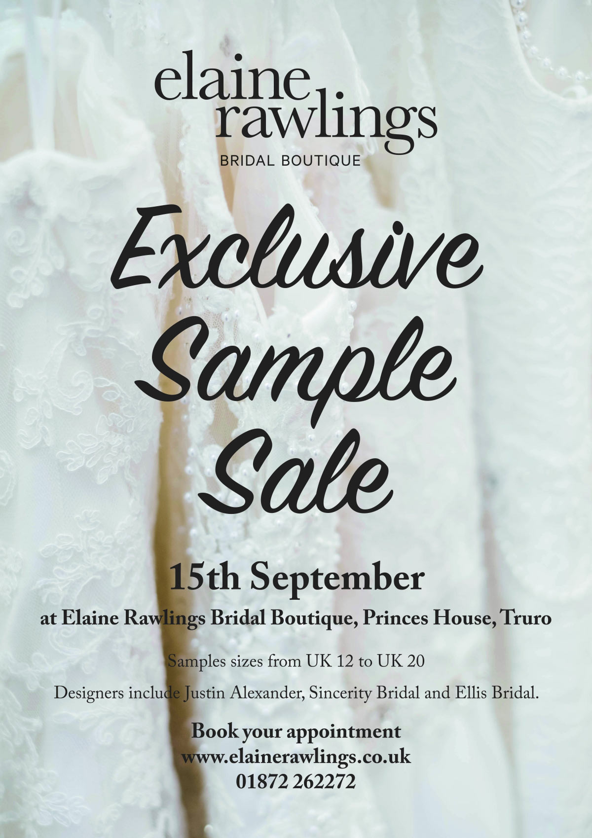 Sample sale at Elaine Rawlings Bridal Boutique  