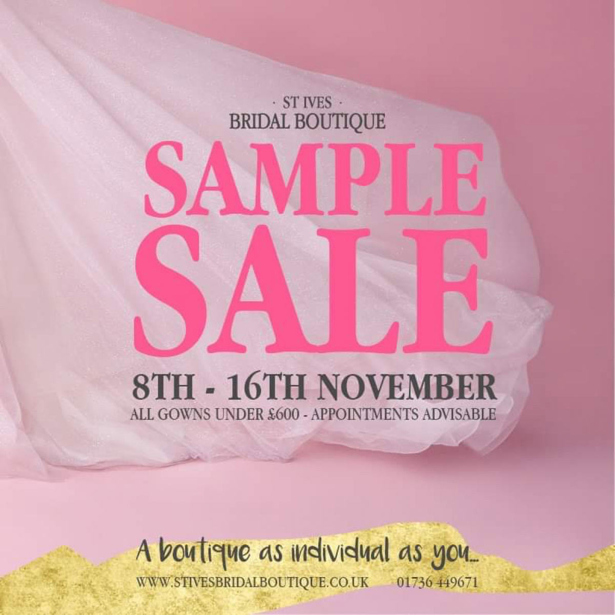 Sample sale at St Ives Bridal Boutique