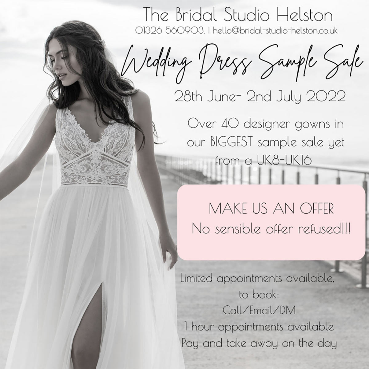 Huge sample sale at The Bridal Studio Helston