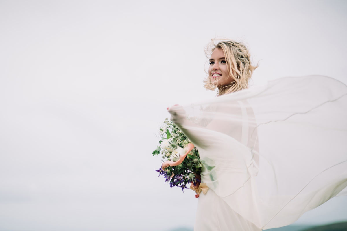 Wild coastal elopement shoot