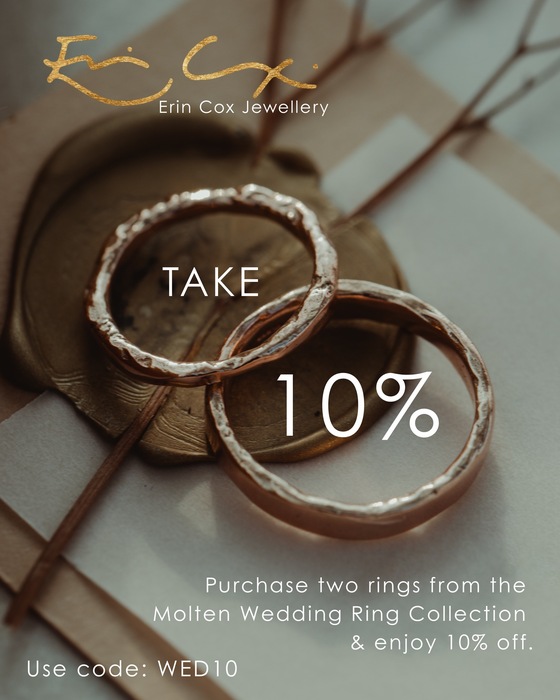10% off wedding rings with Erin Cox Jewellery