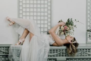 Romantic dresses with flowers at Port Eliot