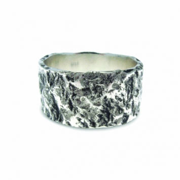 Contemporary wedding rings with texture