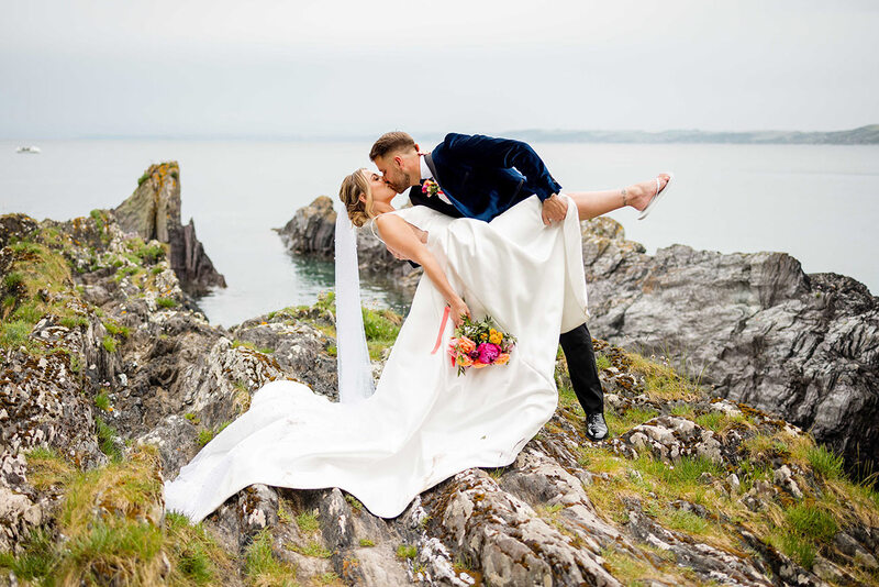 Wedding Photographer Andy Holter Cliff top couple