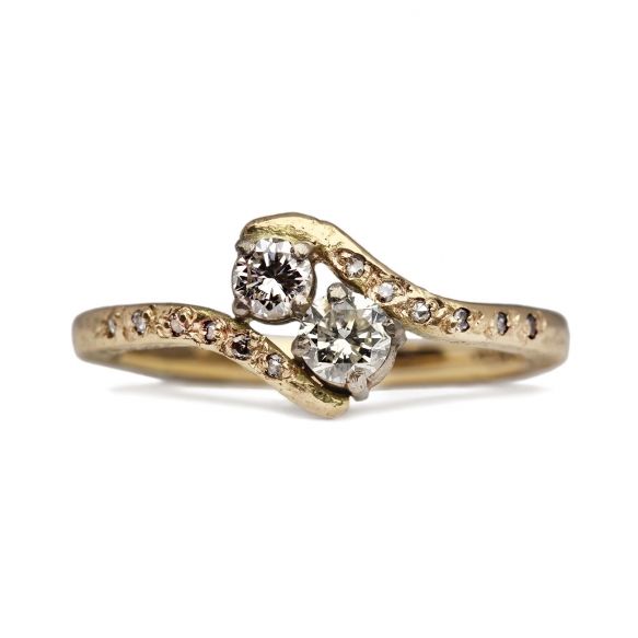 Ct Yellow Gold, Double Diamond Wave Ring (CMYK)