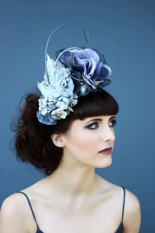 Silver Blue Floral Mother Of Bride Hat