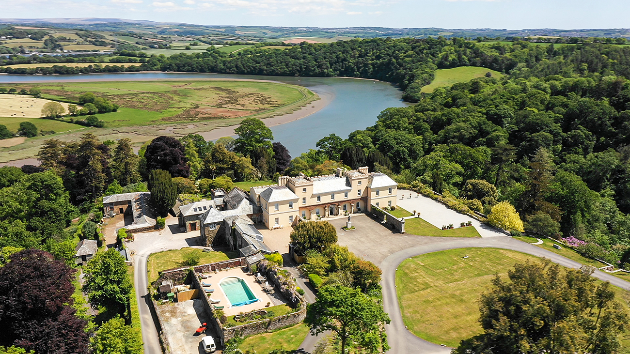 Aerial View Of Pentillie Castle  Estate By Charlotte Dart Wedding Videography