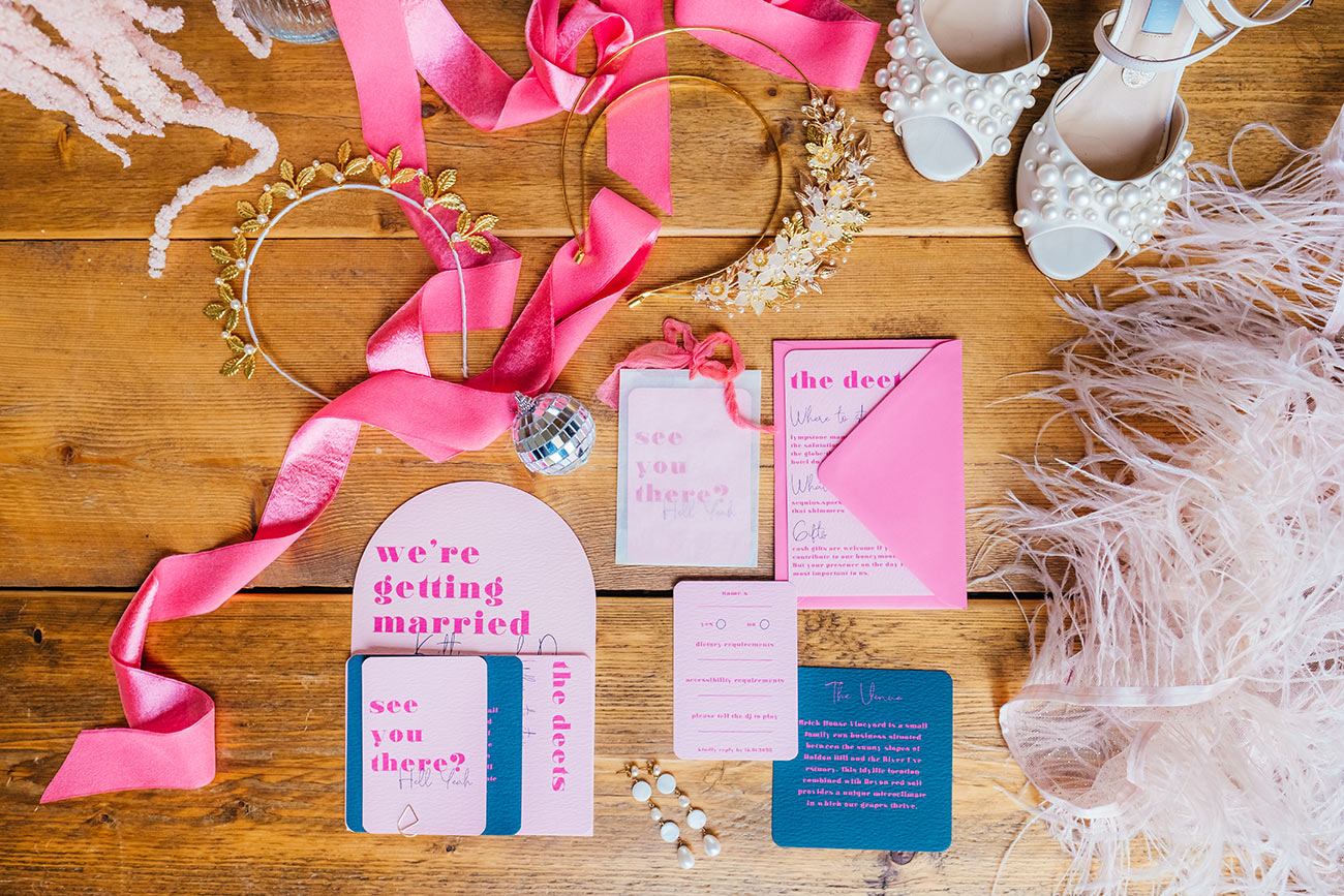 Brickhouse Vineyard Devon Styled Shoot Pink Colourful Sustainable Wedding13