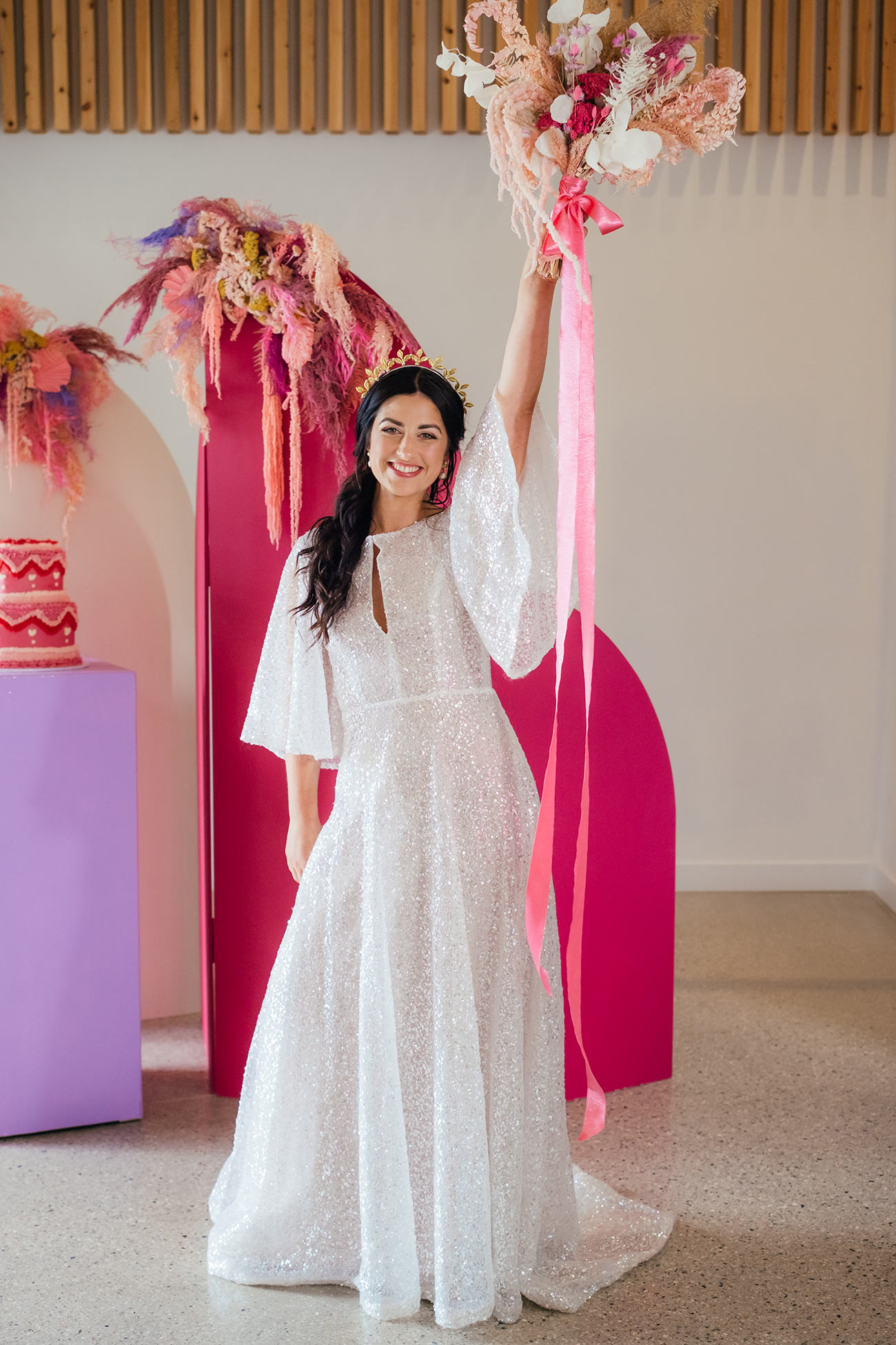 Brickhouse Vineyard Devon Styled Shoot Pink Colourful Sustainable Wedding4