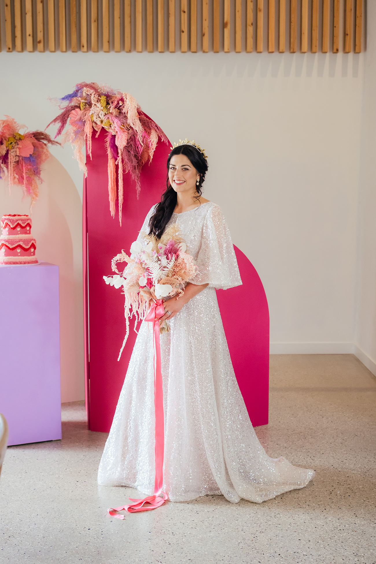 Brickhouse Vineyard Devon Styled Shoot Pink Colourful Sustainable Wedding5
