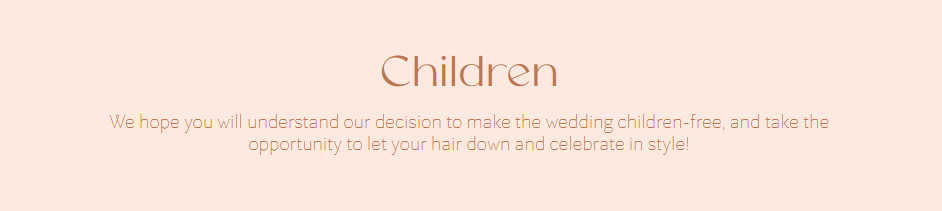 No children at wedding announcement