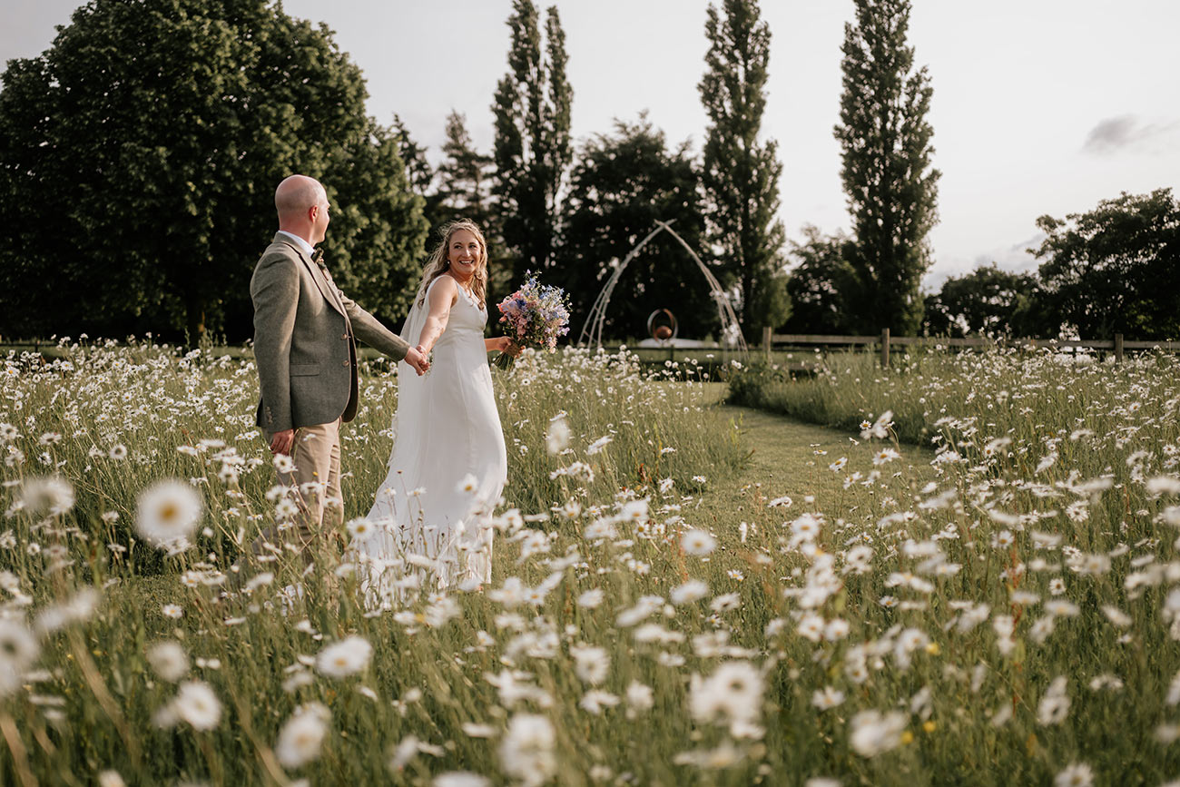 Bride & Groom in a meadow