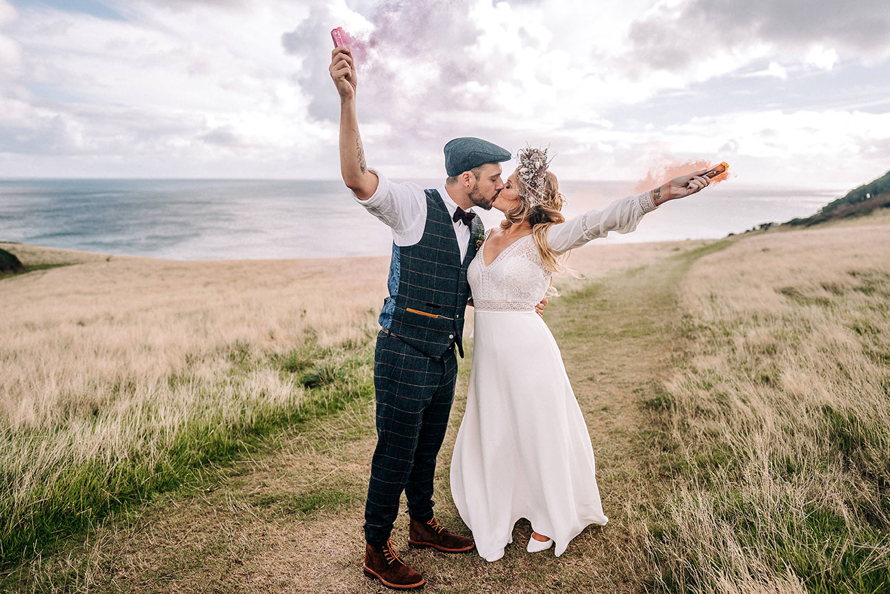 Lauren Luke Real Wedding Tredudwell Manor Cornwall Autumn Bride Groom19