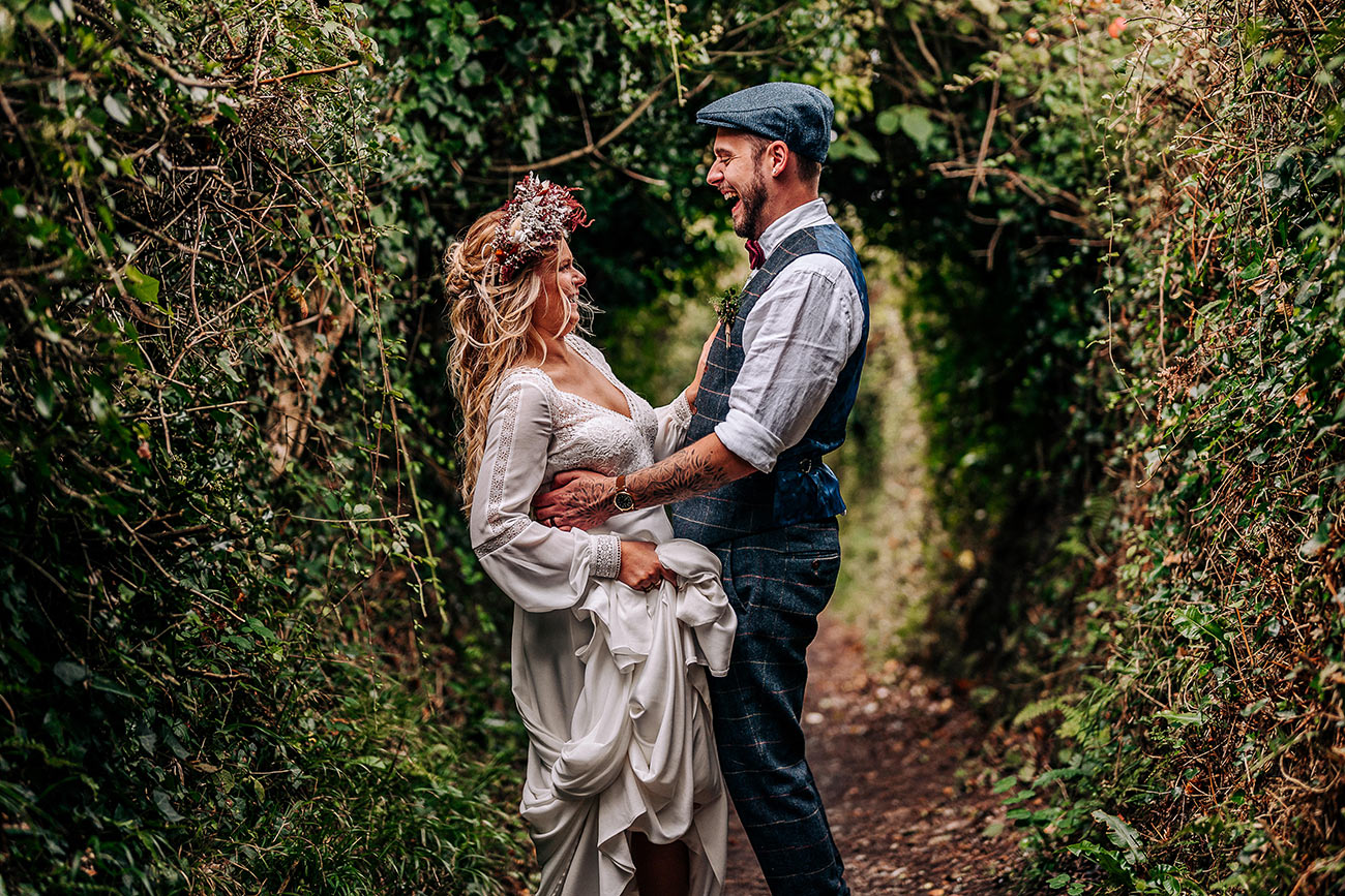Lauren Luke Real Wedding Tredudwell Manor Cornwall Autumn Bride Groom20