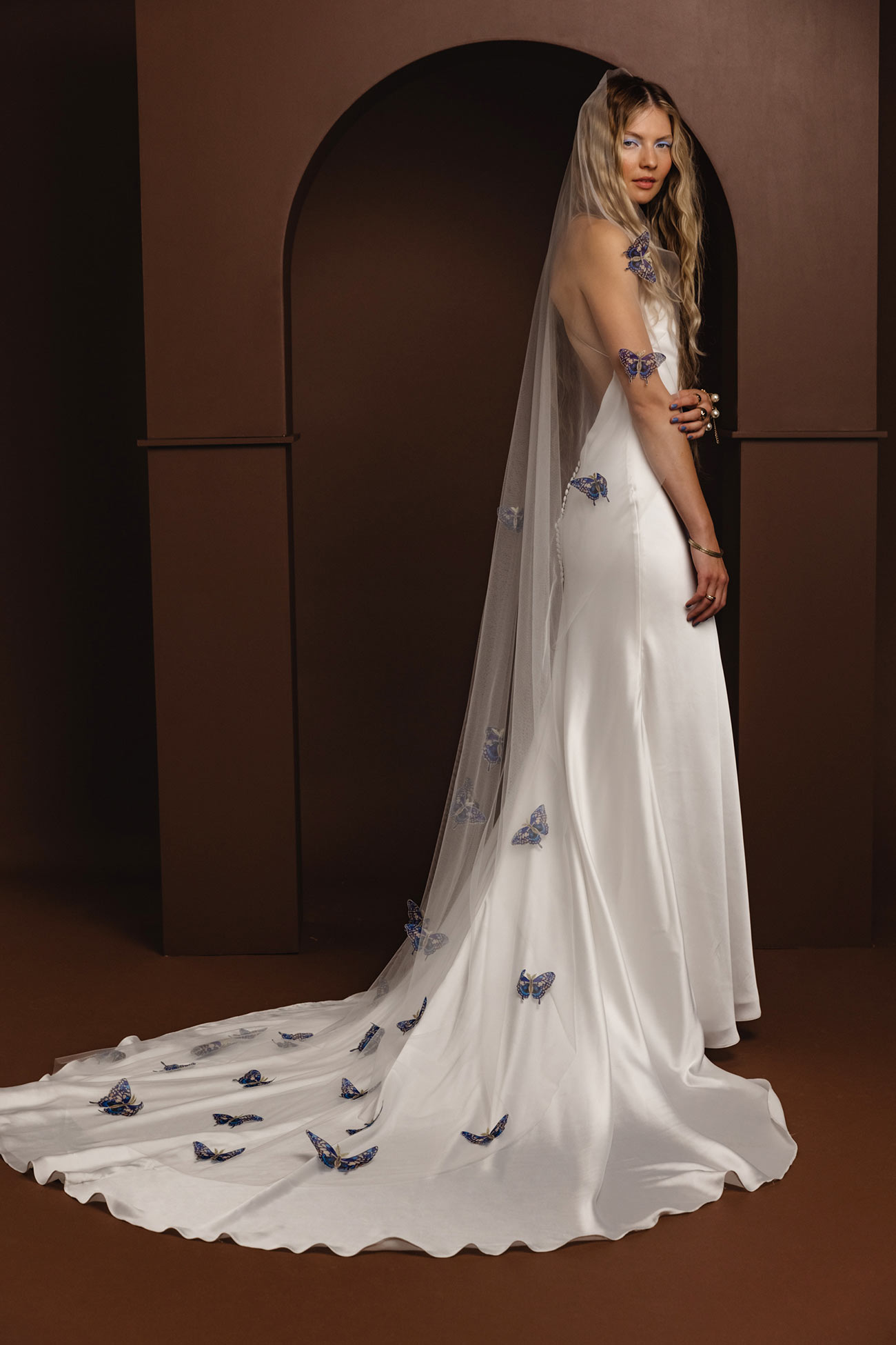 Rue De Seine Bridal Tales From The Seine Lookbook Papillon Azure Blue Veil 1