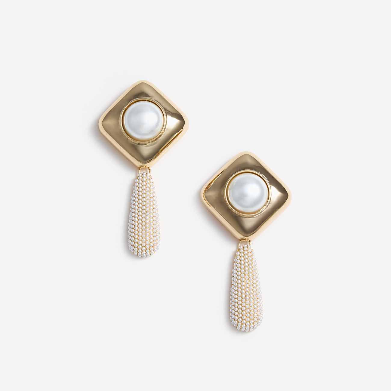 SELF PORTRAIT SS25 621E GD GOLD PEARL CRYSTAL BAR EARRINGS £150