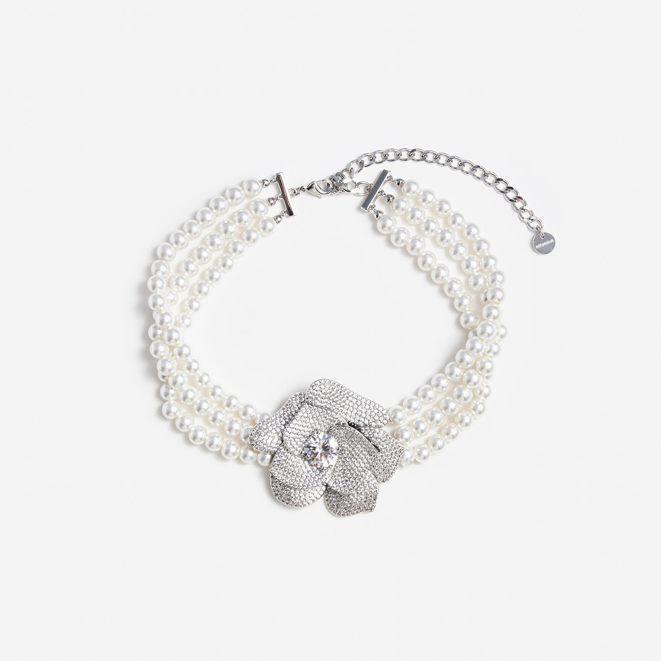 SELF PORTRAIT SS25 622N SL CRYSTAL FLOWER PEARL CHOKER £250