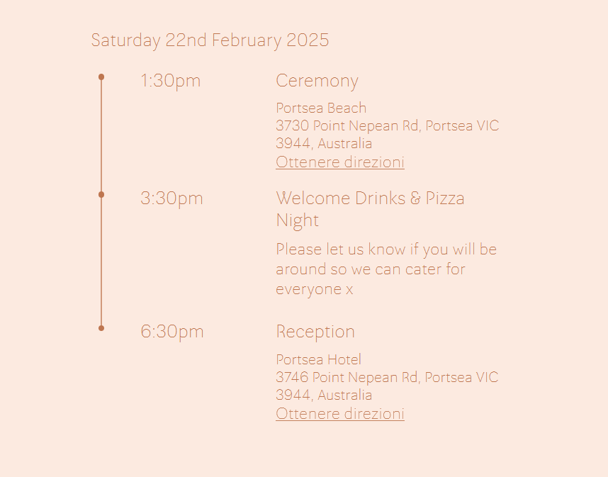 Rough Schedule at weddings