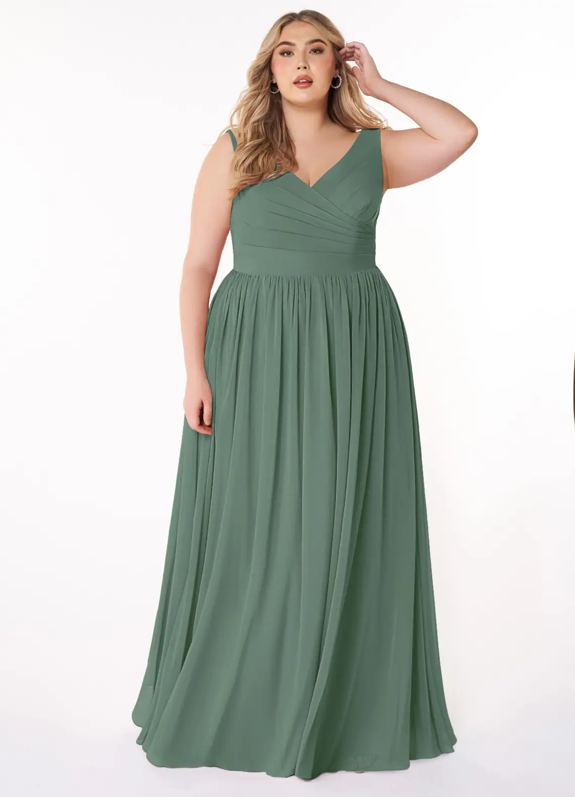 lyptus A-Line V-Neck Pleated Chiffon Dress