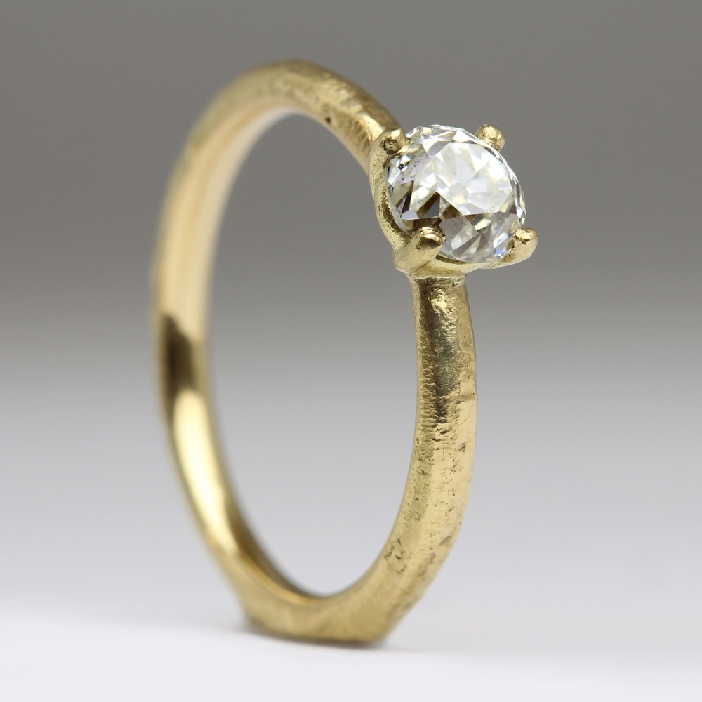 Vintage Diamond Ring In Sandcast 18ct Gold1