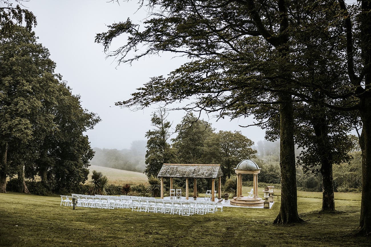 The beautiful outdoor ceremony space at Tredudwell Manor