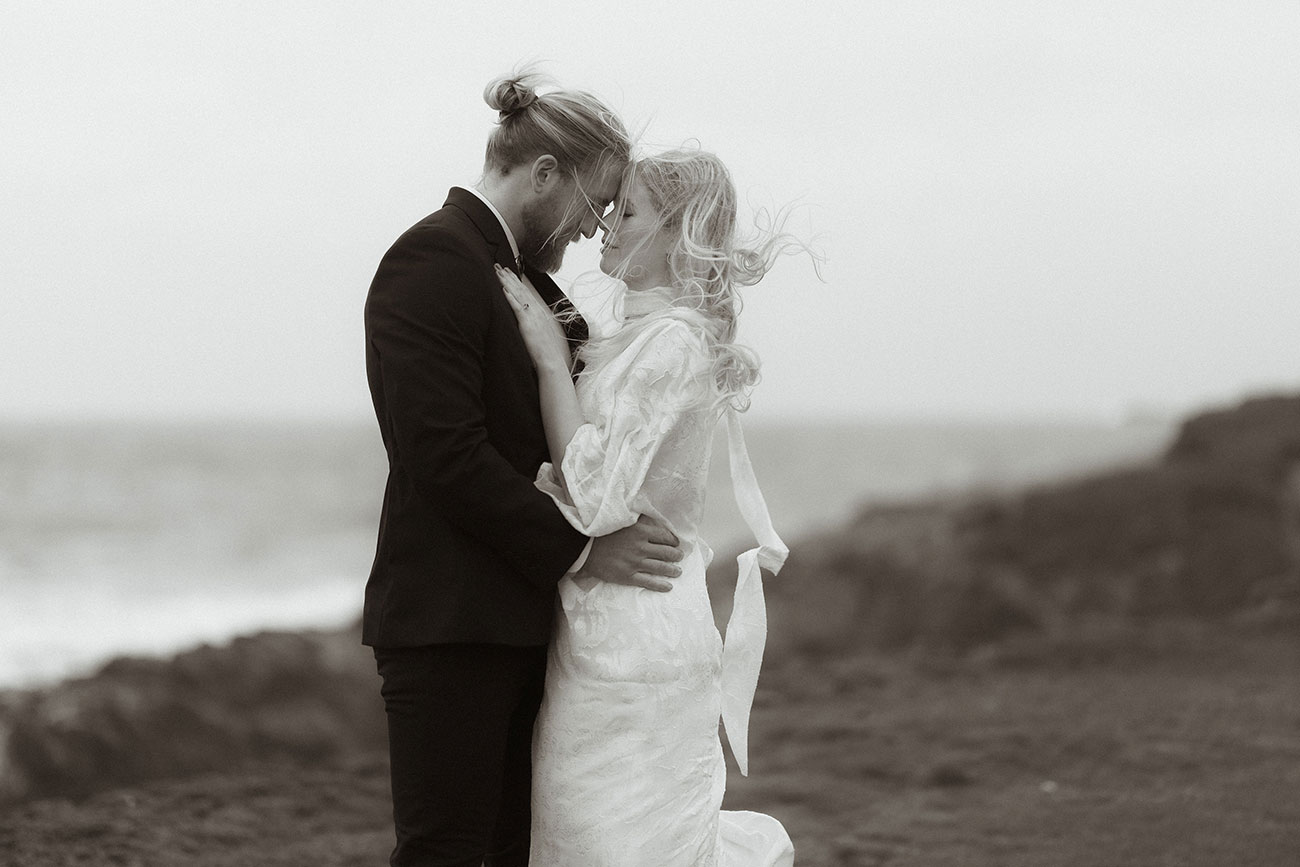 Coastal Cornwall Sea Wedding Styling Bride Groom Reception15
