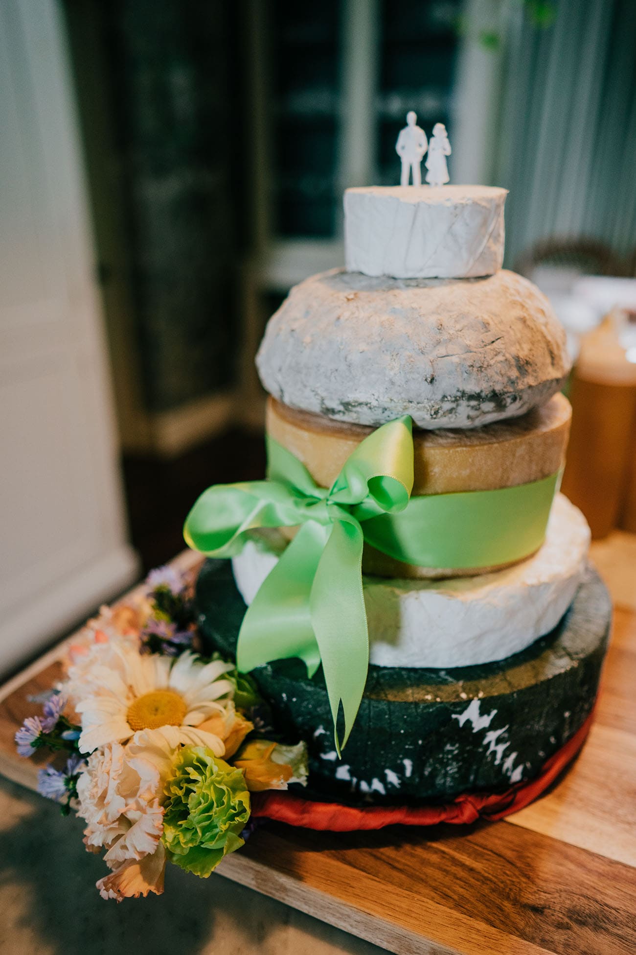 The wedding cake made of cheese