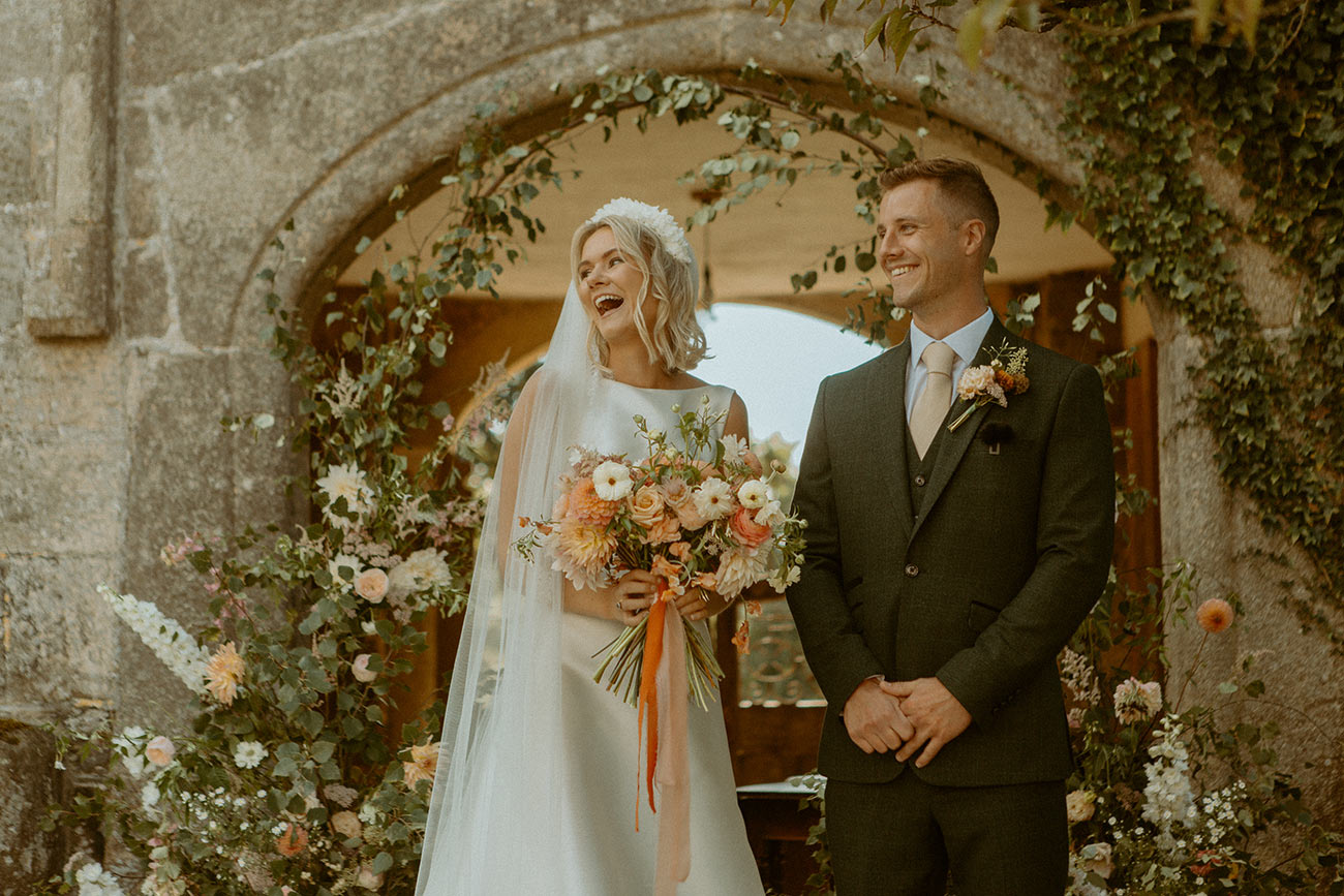 Kat Josh Real Wedding Devon Flowers Bride Groom1
