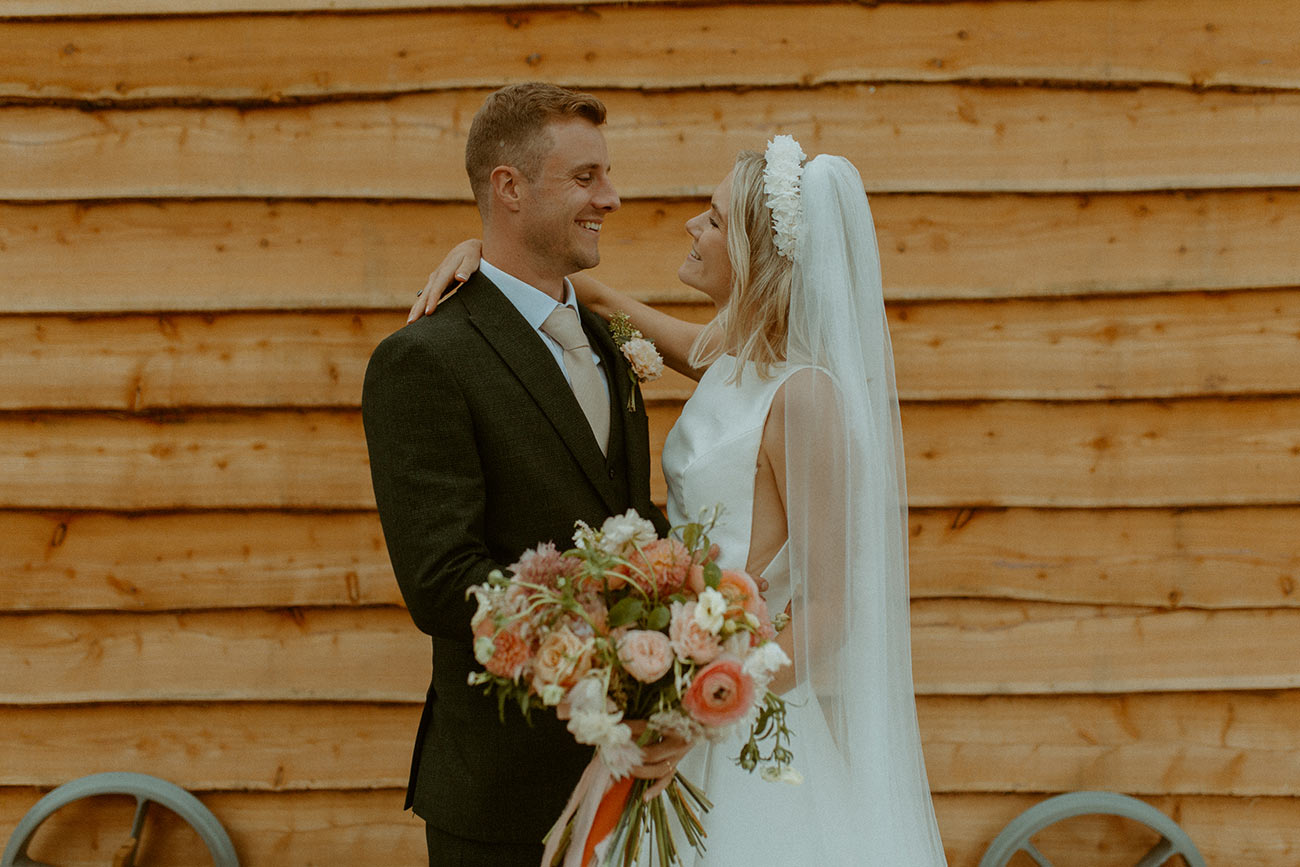 Kat Josh Real Wedding Devon Flowers Bride Groom19