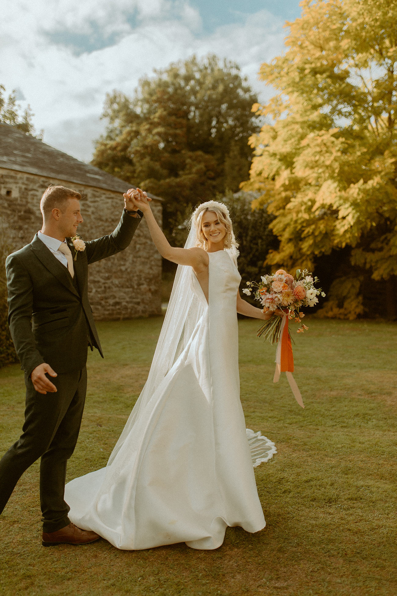 Kat Josh Real Wedding Devon Flowers Bride Groom2