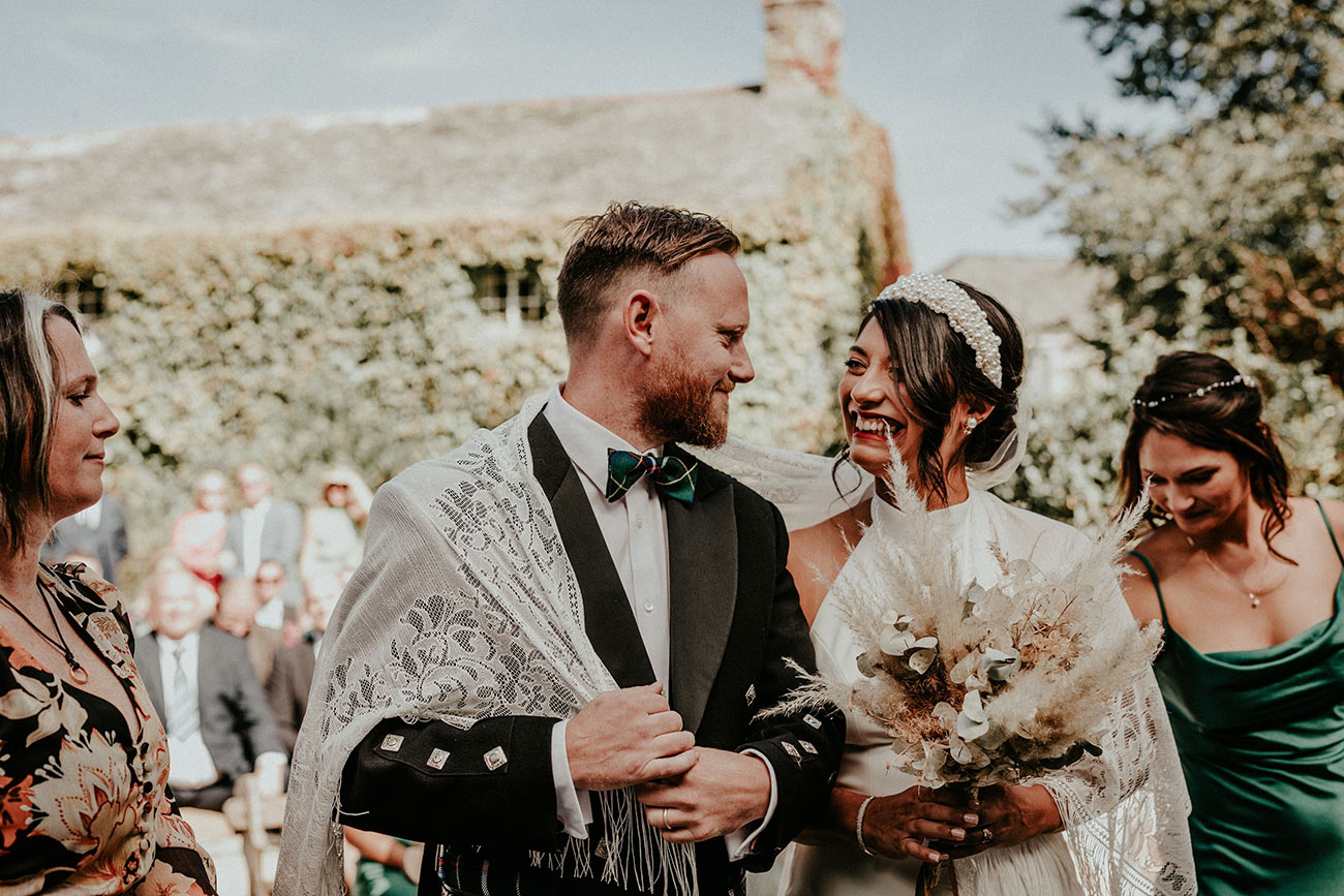 Real Wedding Cornish Camels Bride Groom Al Fresco Ceremony