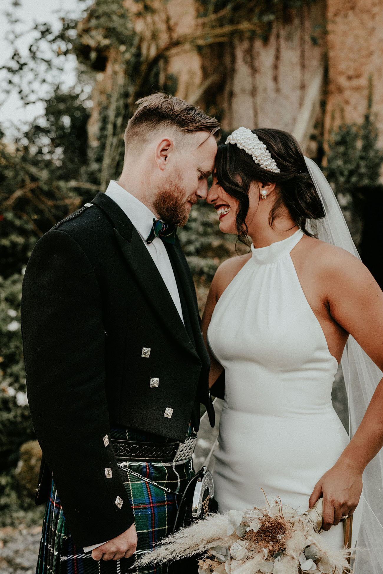 Real Wedding Cornish Camels Bride Groom Kilt