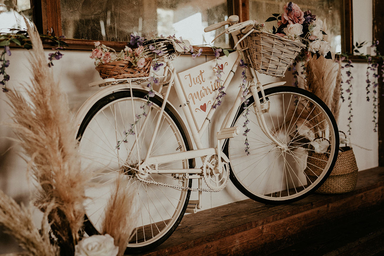 Real Wedding Cornish Camels Reception Signage Bike