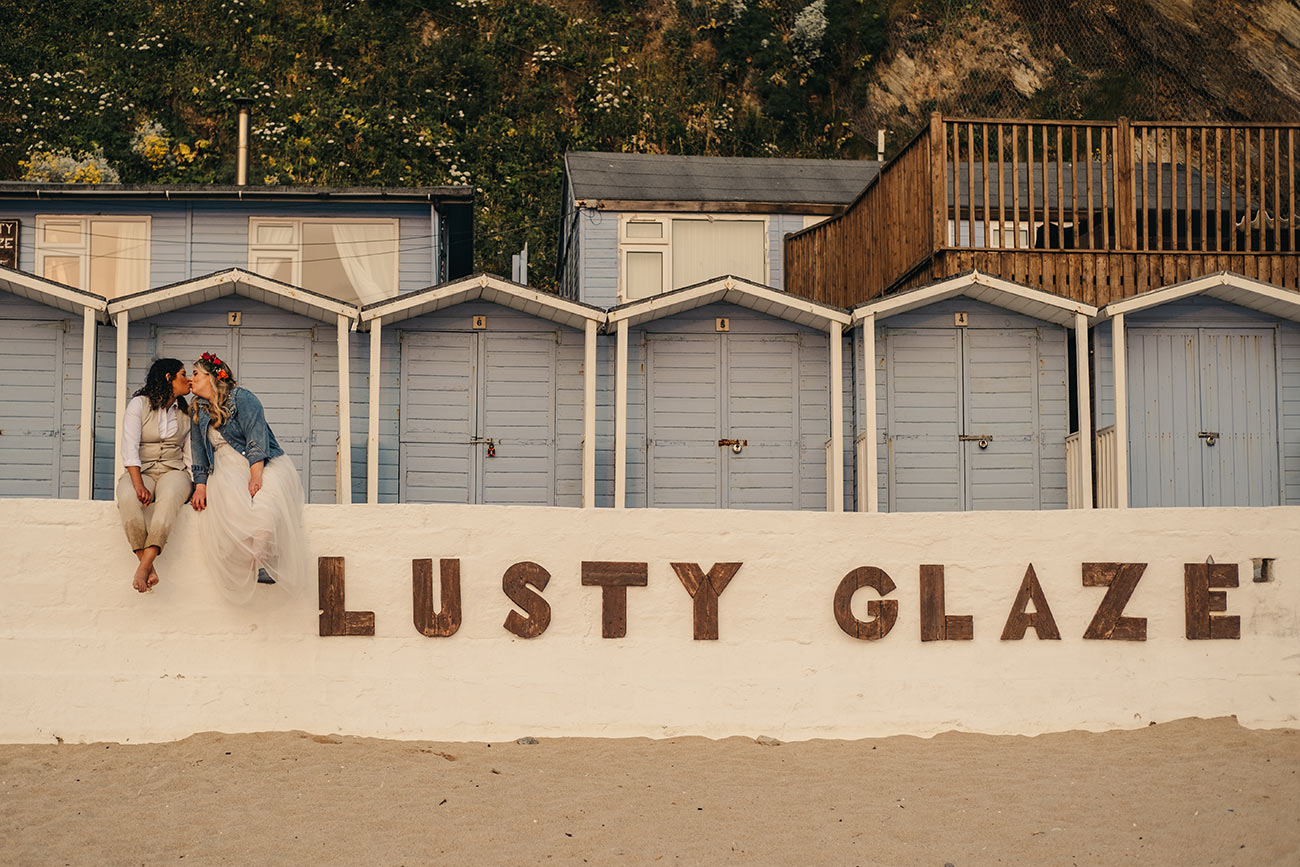 Real Wedding Lusty Glaze Beach Coastal Bride2