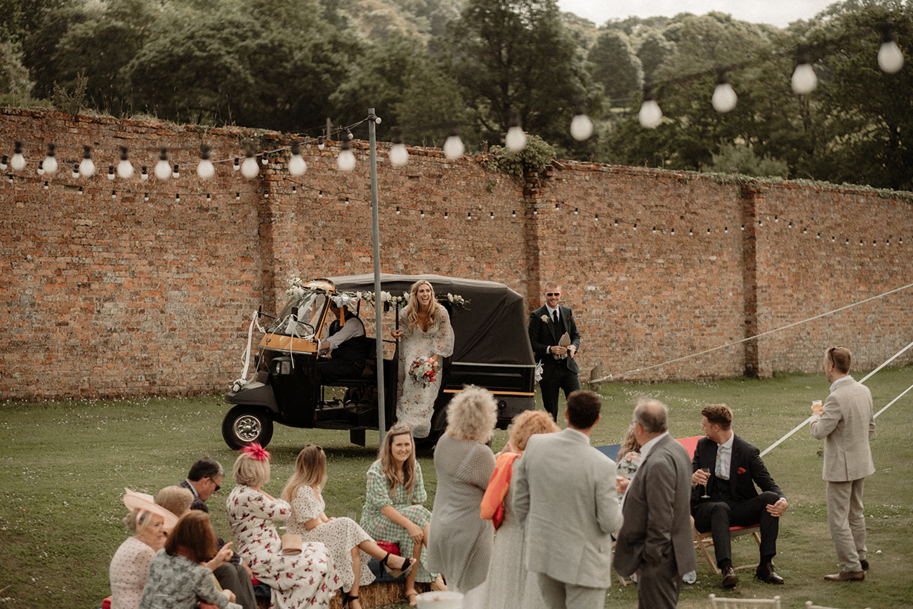 Real Wedding Pencarrow Cornwall Bride Groom Festival Tuk Tuk