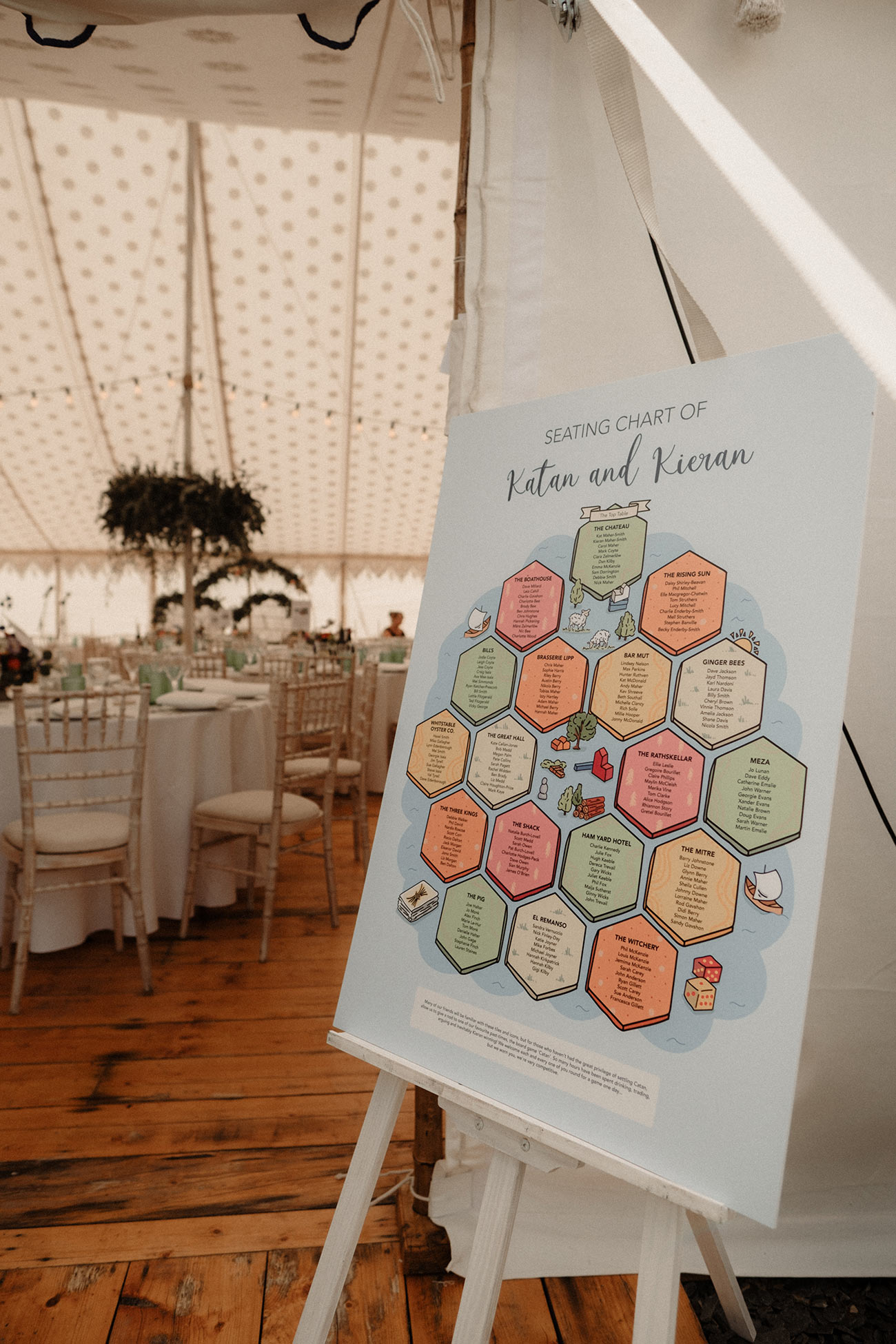 Real Wedding Pencarrow Cornwall Venue Festival Seating Plan