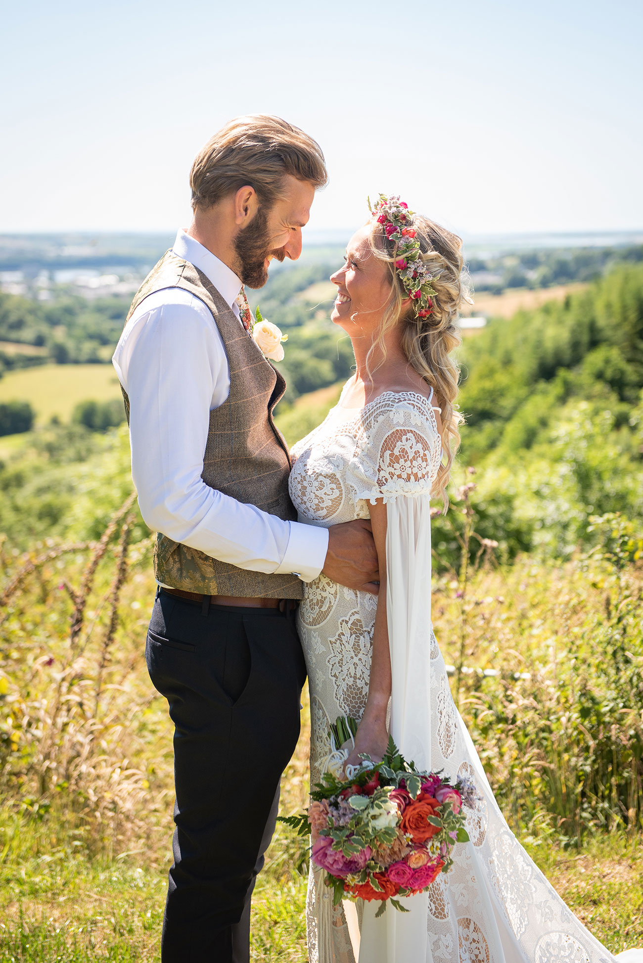 Real Wedding The Venue Coxleigh Devon Festival Garden Bride Groom14