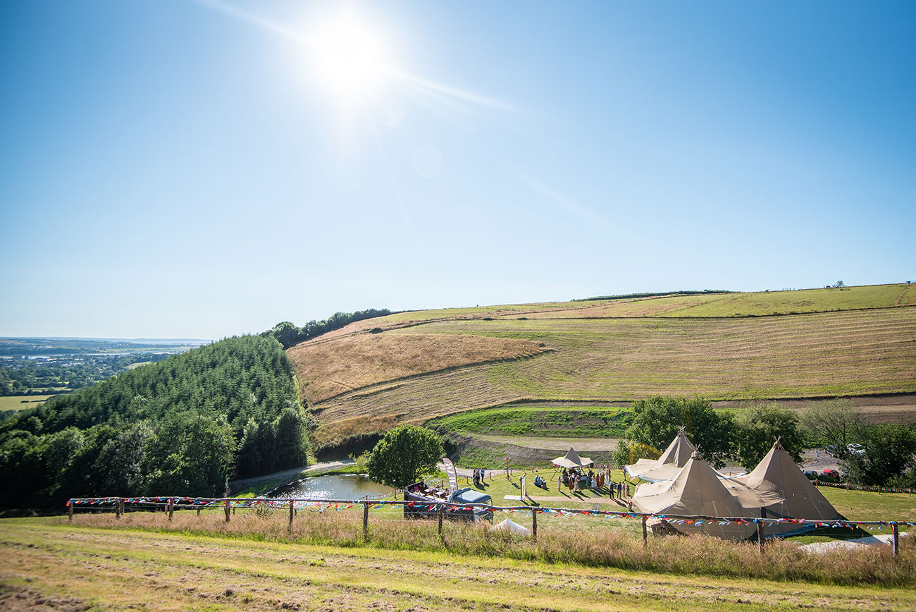 Real Wedding The Venue Coxleigh Devon Festival Garden Bride Groom22