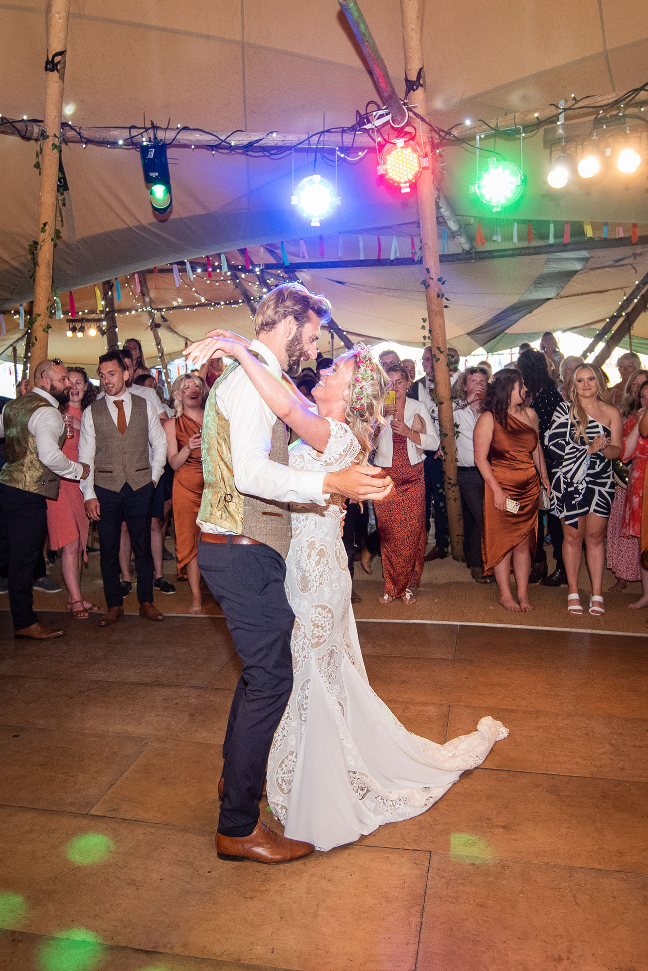 Real Wedding The Venue Coxleigh Devon Festival Garden Bride Groom25