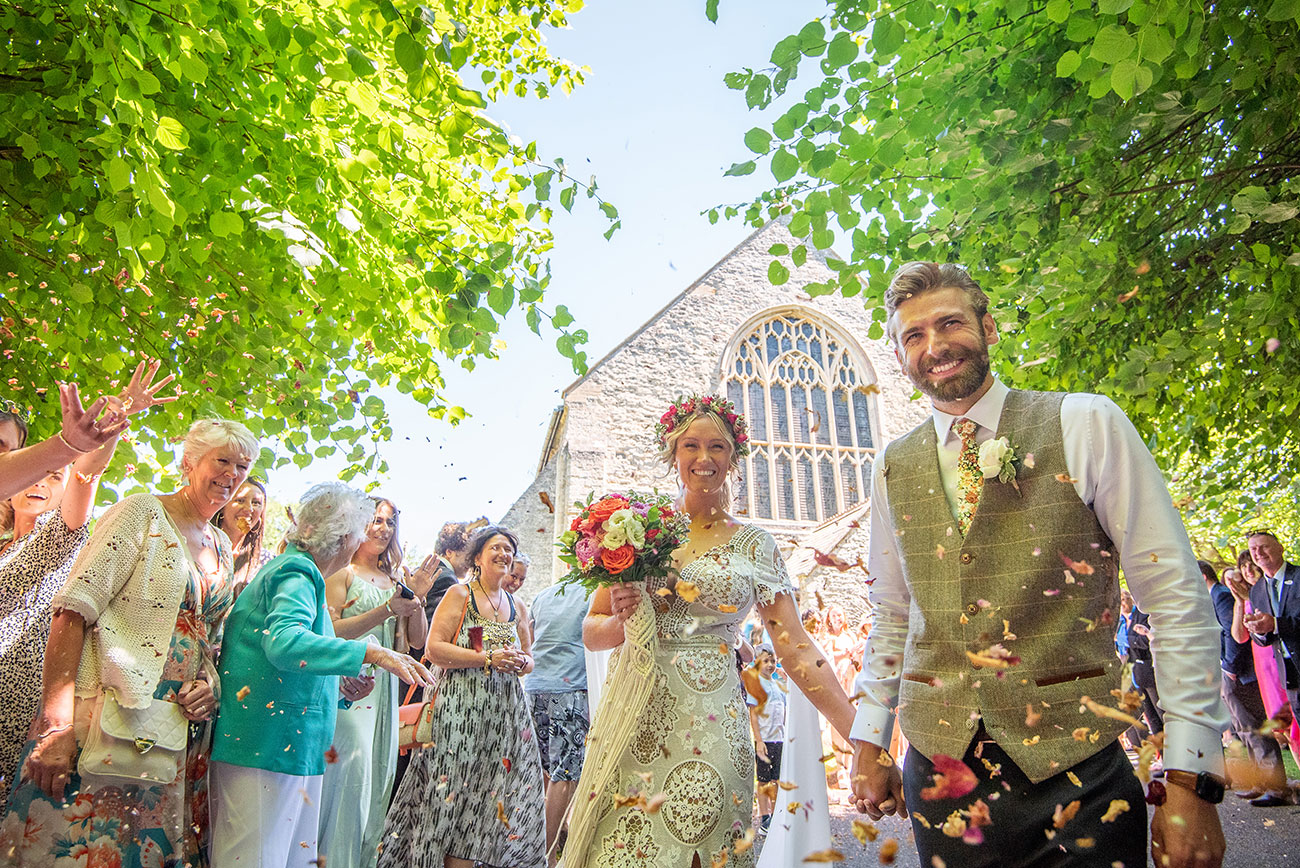 Real Wedding The Venue Coxleigh Devon Festival Garden Bride Groom3