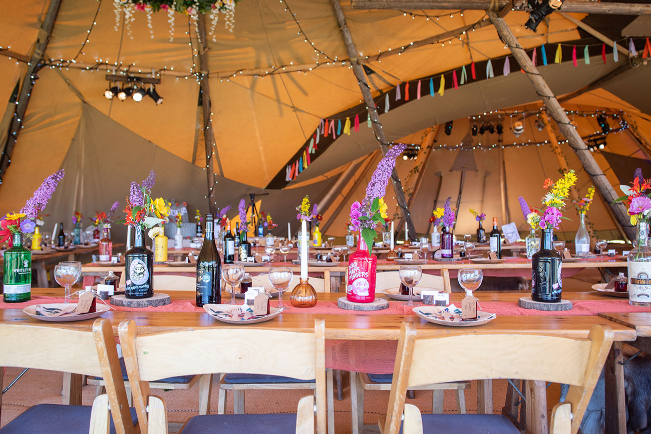 Real Wedding The Venue Coxleigh Devon Festival Garden Bride Groom8