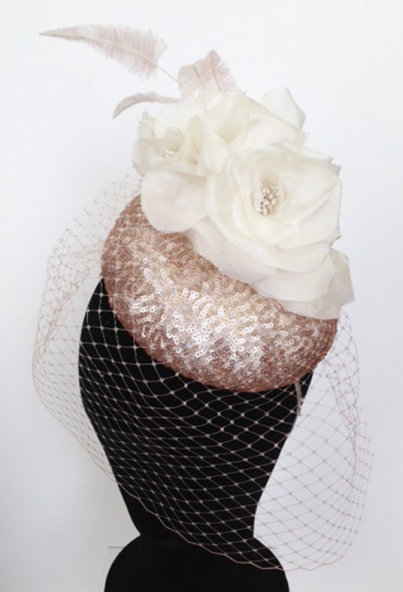Rose Gold And Cream Occasion Hat