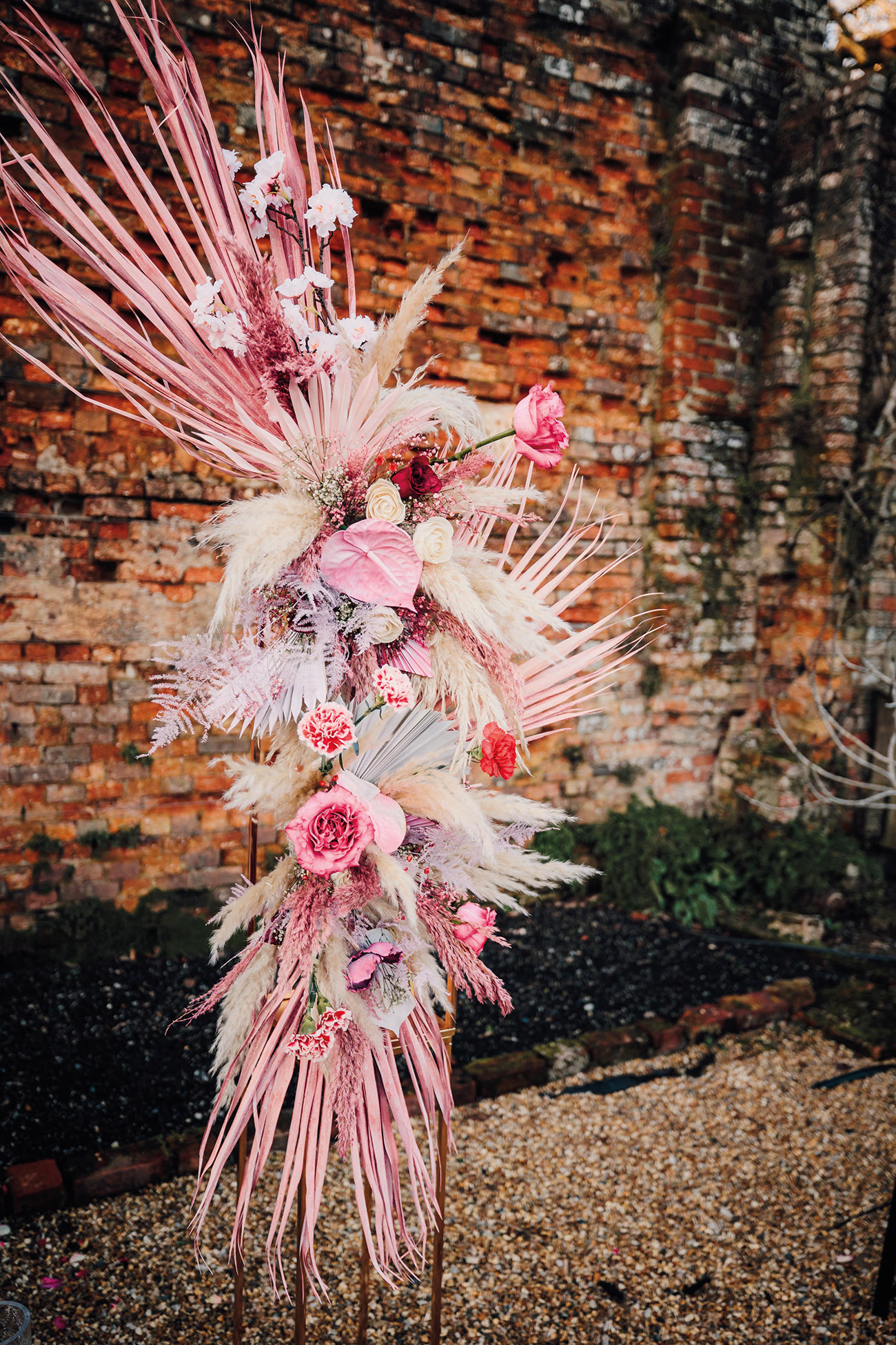 Think Pink Wedding Styling Red Fuschia Heligan Gardens Bride Groom1